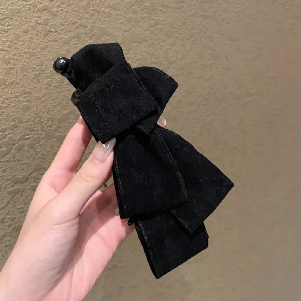 Elegant Autumn Winter Bow Banana Clip Korean Suede Bowknot Hair Clip Multi Layer Girls Hairpin Ponytail Barrettes Headwear