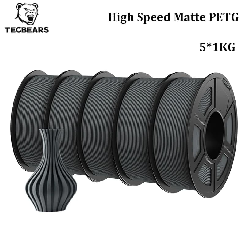 TECBEARS High Speed Matte PETG 3D Filament 1.75mm 5KG PETG 600mm/s Neatly Wound Multi Color FDM 3D Printer Materials DIY Gift