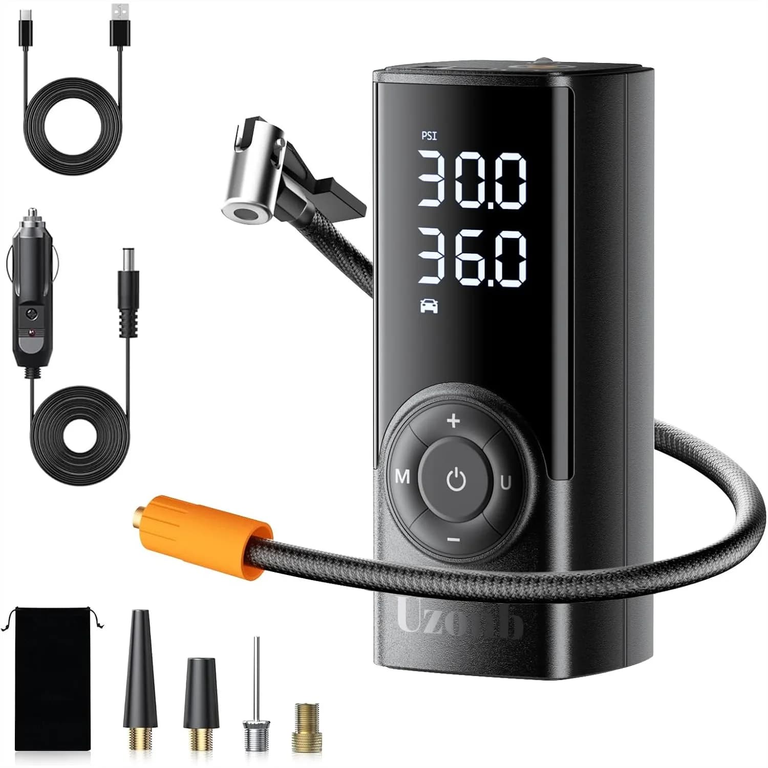 Compressore d'Aria Portatile 10000mAh e Gonfiatore Pneumatici 150 PSI con Manometro Digitale - Gonfiaggio Rapido per Auto, Moto