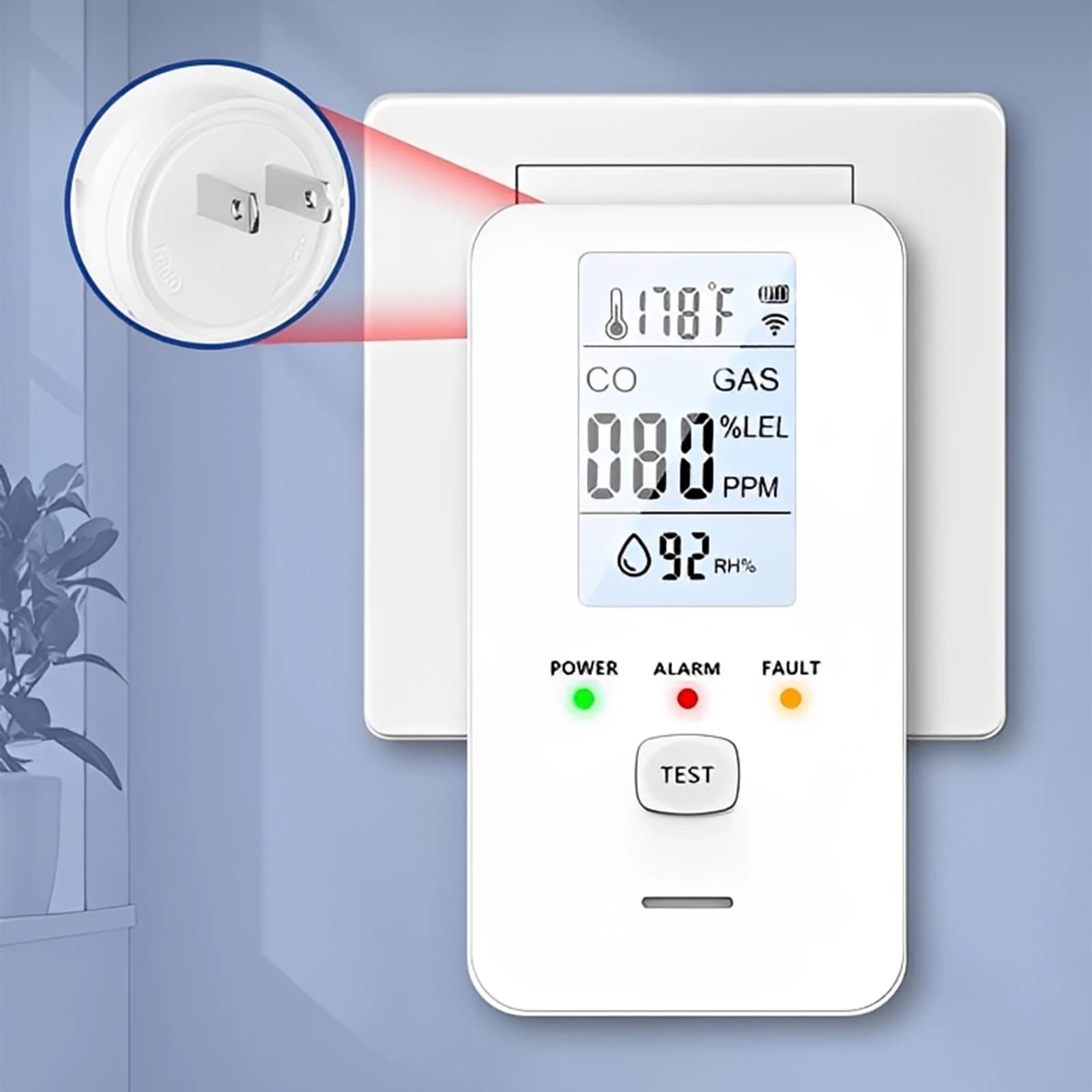 Rilevatore 4-in-1 di Gas e Monossido di Carbonio a Risposta Rapida, Allarme per Gas Naturale Certificato UL CE per Casa, Camper, Appartamento