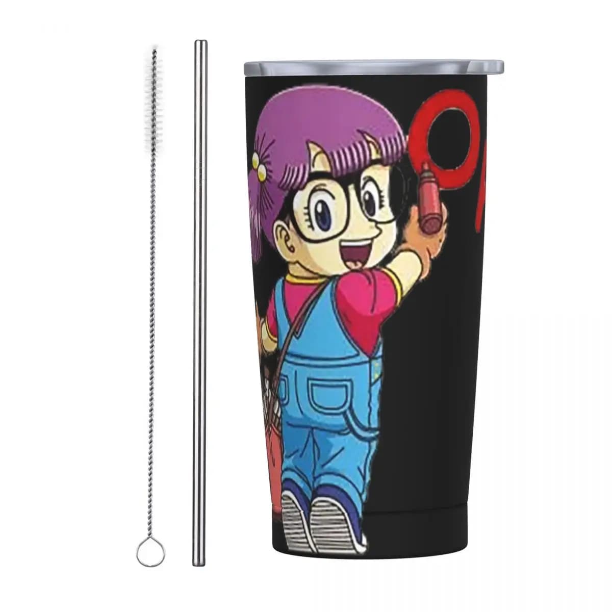 Carino Dr.Slump Robot Girl Arale Hoyoyo Bicchiere in acciaio inossidabile Tazze isolate sotto vuoto Tazze termiche fredde Cannucce con coperchio 20 once