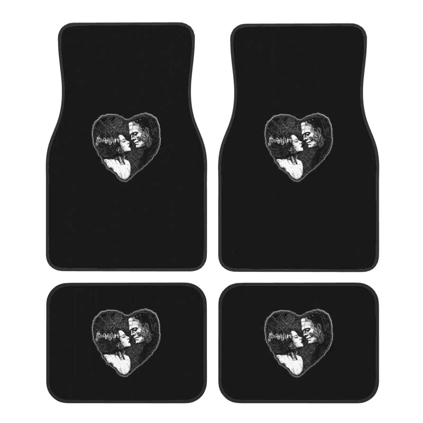 Tappetini per auto Bride of Frankenstein Kiss da 4 pezzi Tappetini anteriori posteriori antiscivolo Accessori auto universali per camion SUV Van