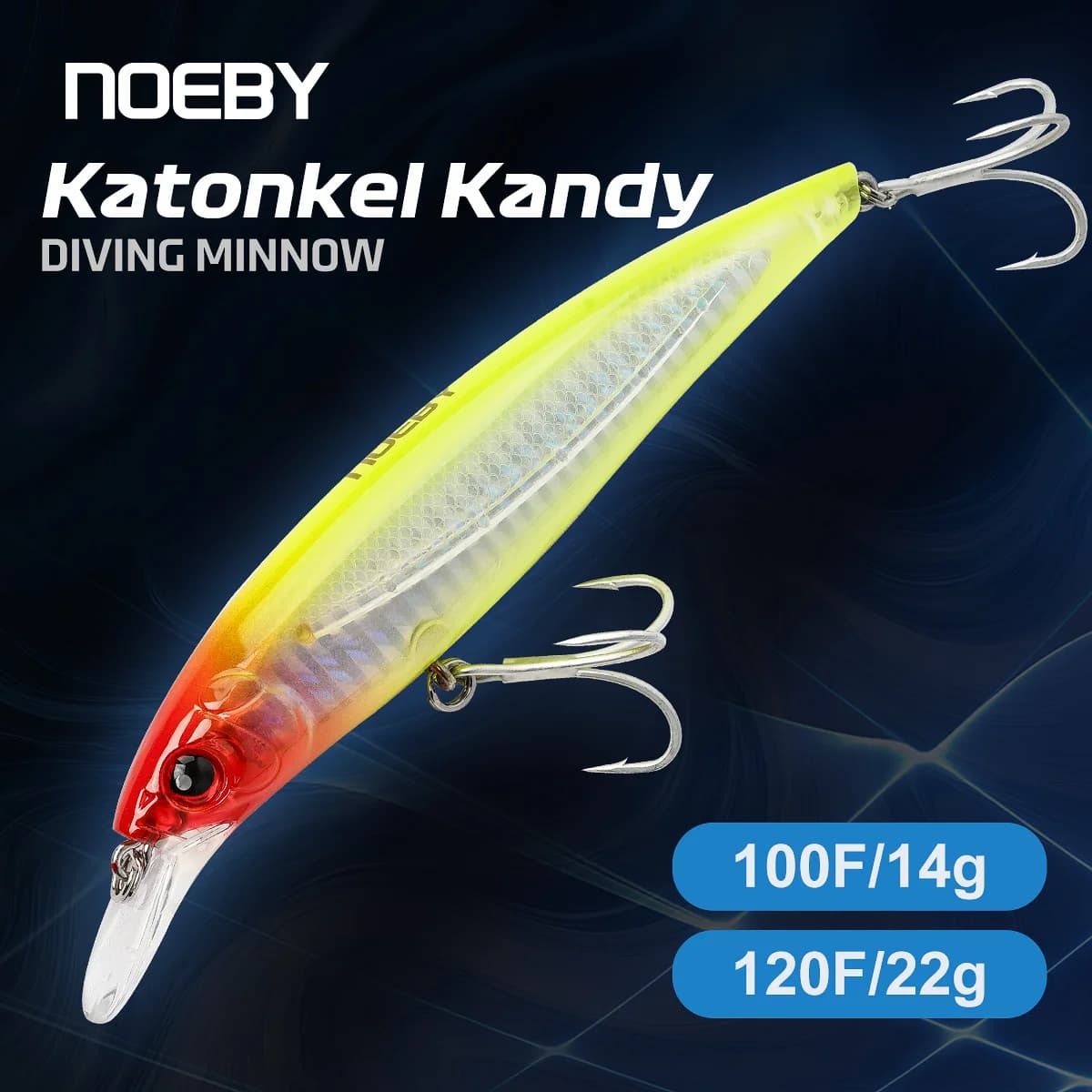 NOEBY Esche Artificiali Minnow 100mm 14g 120mm 22g, Jerkbait Subacqueo Rigido Galleggiante per Spigola e Bonito