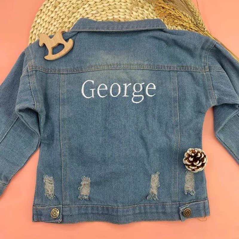 Personalized Toddler Denim Jacket Custom Embroidered Name 2-3Y Boys Girls Baby Jean Coat Birthday Gift