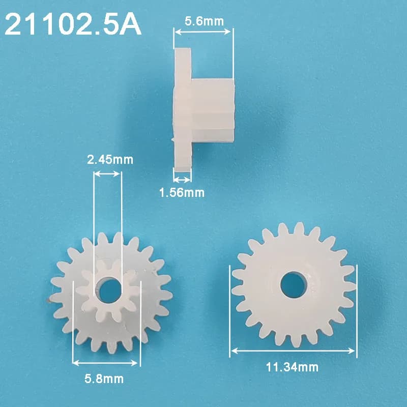 21102.5A 0.5M ingranaggio 11.5mm diametro POM pignone in plastica 21 denti + 10 denti ingranaggi a doppio strato 2.45mm foro parti giocattolo 10 pz/lotto
