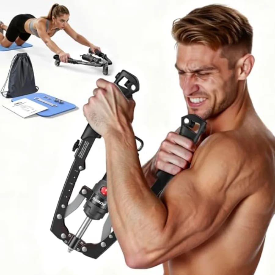 3-in-1 Training Tool for Core, Braccia e Petto, CoreFlex Hydraulic for Muscle Enhancement, 22-440 lbs resistance, Black with Abdominal Roller