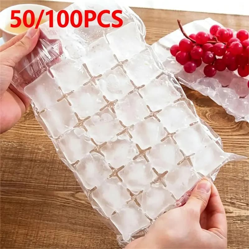 50/100 pz. Stampi Monouso a Griglia per Cubetti di Ghiaccio Autosigillanti, Sacchetti Autosigillanti per Cubetti di Ghiaccio Commestibili Congelati