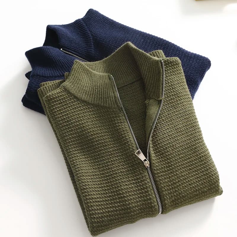 Cardigan in Lana Lavorato a Maglia da Uomo Pineapple Needle, Manica Lunga, Collo Alto, Stile Casual, Moda Autunnale, Abbigliamento Giovanile