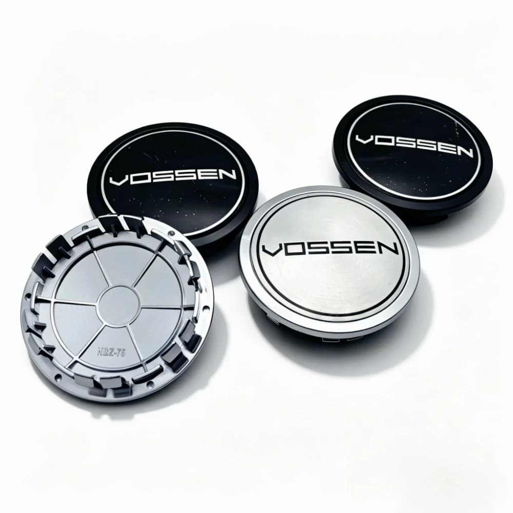 4 Pezzi Coprimozzi con Logo Vossen, 75MM con Clip, 65MM Copriraggi, Copertura Antipolvere per Ruote, Accessori Auto Sostitutivi