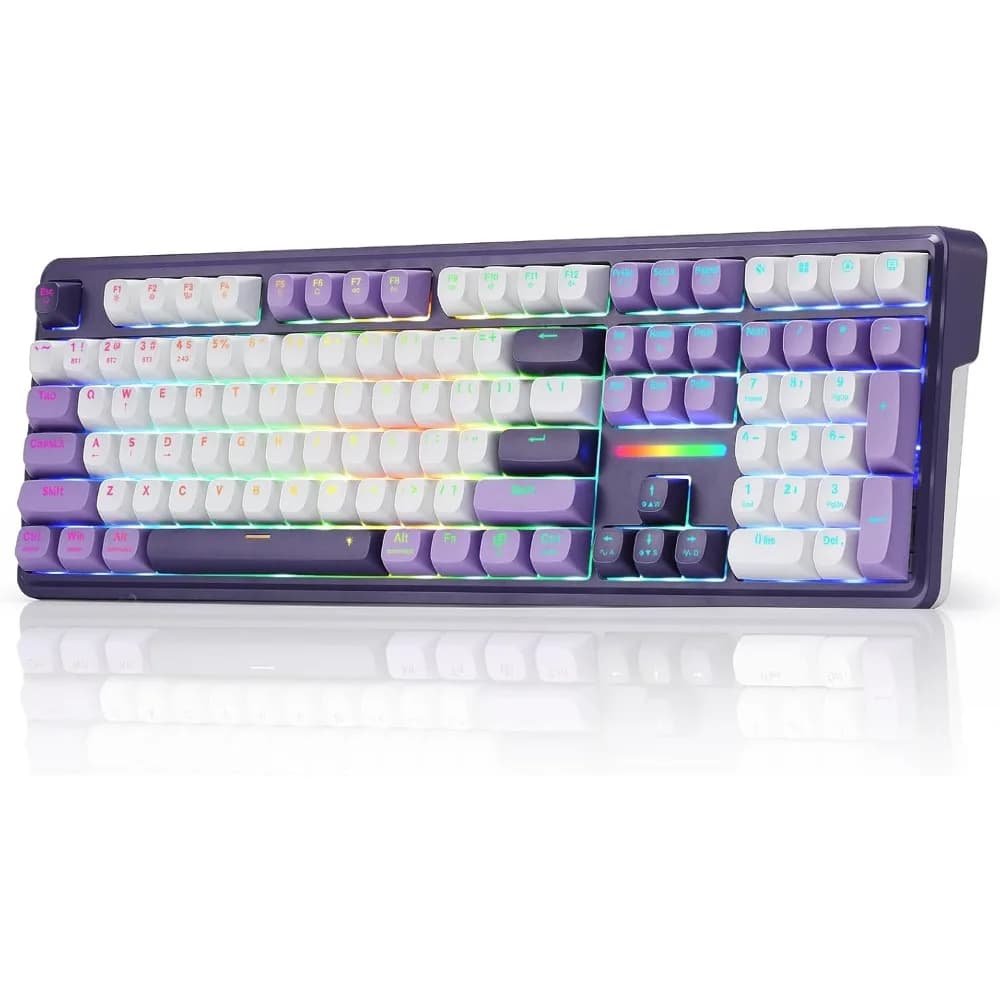 Wireless RGB Mechanical Gaming Keyboard with 108 Keys and Noise Dampening Features