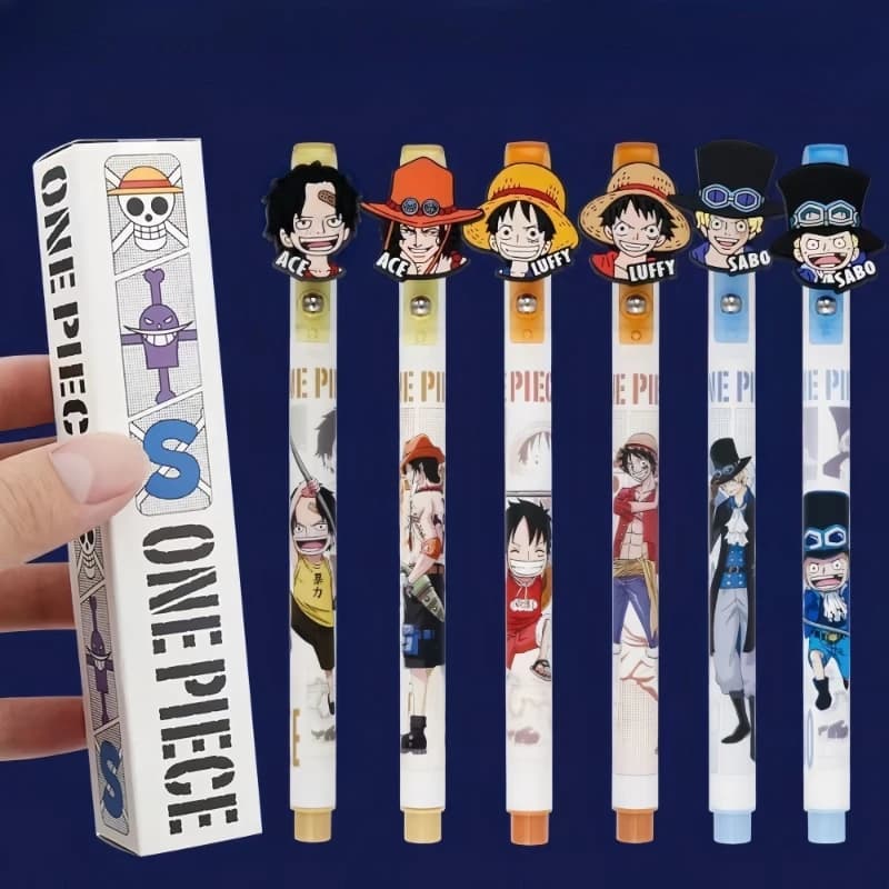 Penna Neutra per Studenti One Piece, Cartone Animato Anime, Cancelleria Personalizzata, Punta a Proiettile Nera da 0,5 mm, Scatola a Sorpresa, Giocattolo, Vendita all'Ingrosso