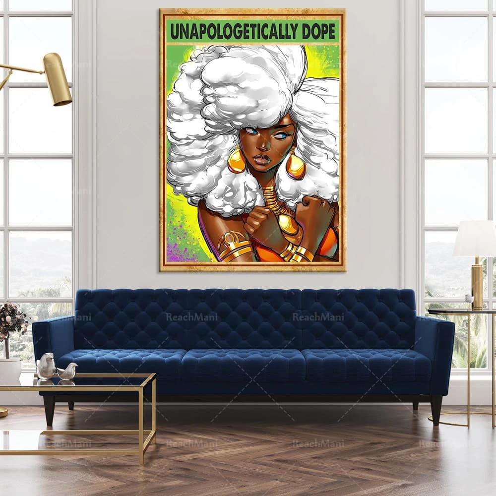 African American queen unapologetic use of paint vintage poster, portrait of african american queen, black queen poster