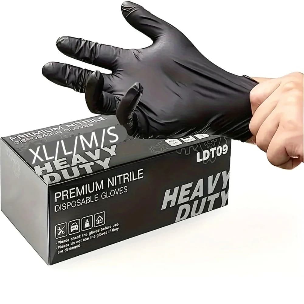 Guanti monouso in nitrile nero da 100 pezzi Guanti senza polvere in lattice per la pulizia della cucina Guanti da lavoro industriale per tinture per capelli