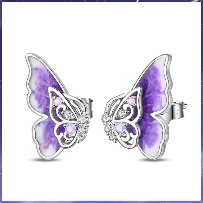 Orecchini a farfalla luminosi in argento sterling 925, adatti all'ingrosso di orecchini per adolescenti, regali di gioielli da donna
