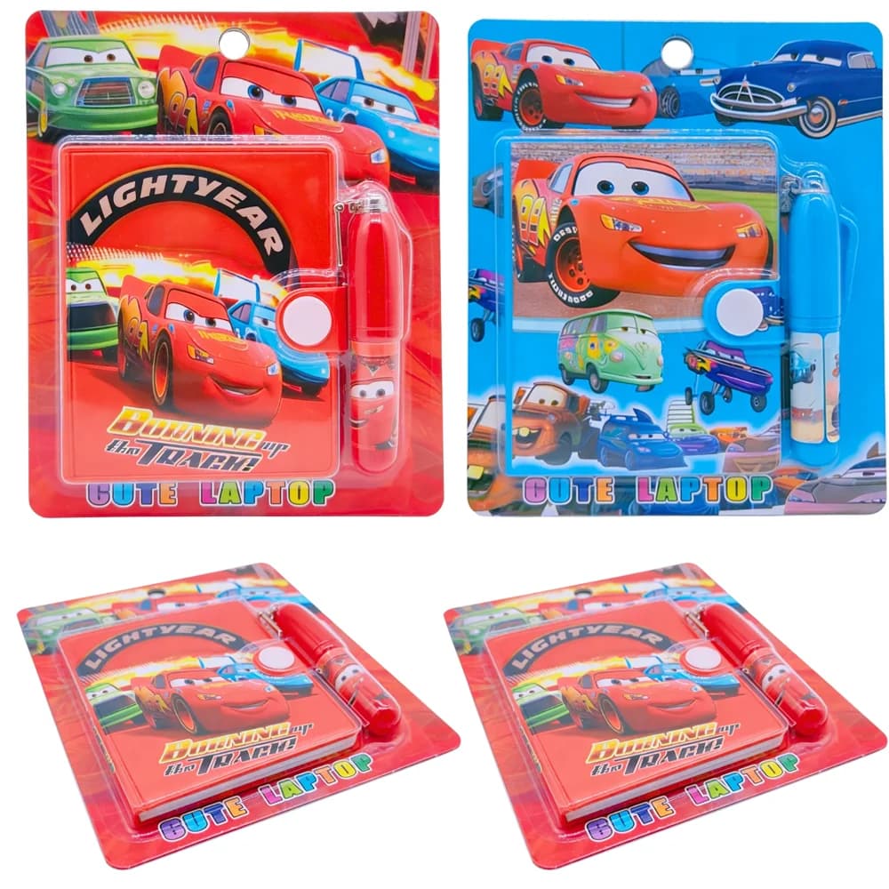 Pixar Cars 3 Disney Lightning McQueen Cartoon Pocket Book Carino mini quaderno con penna per studenti, set di cancelleria, premio per bambini, regalo