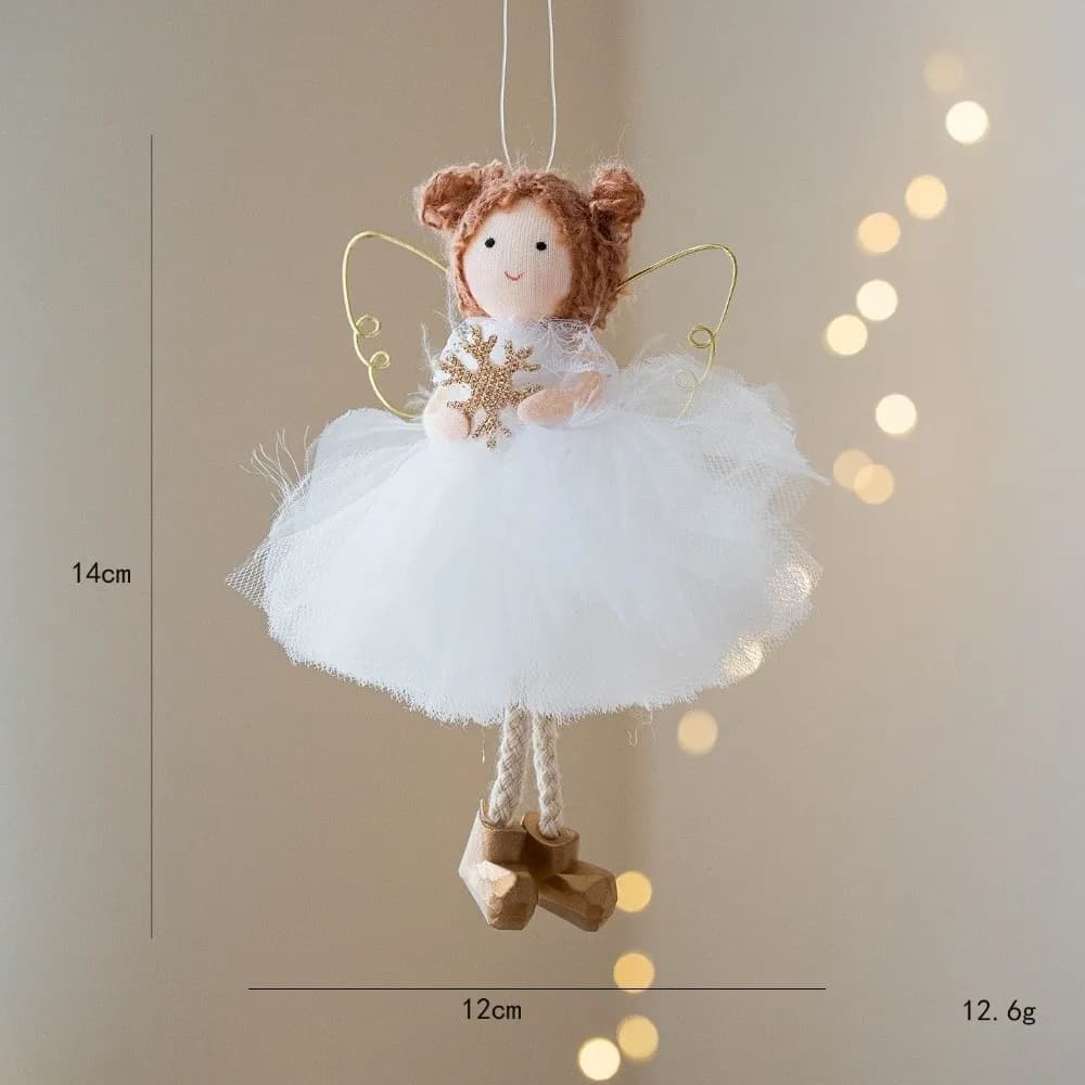 Alla moda carino angelo di Natale bambola gonna di garza ornamenti angelo ragazza pendente appeso albero di Natale ciondolo decorazione del partito