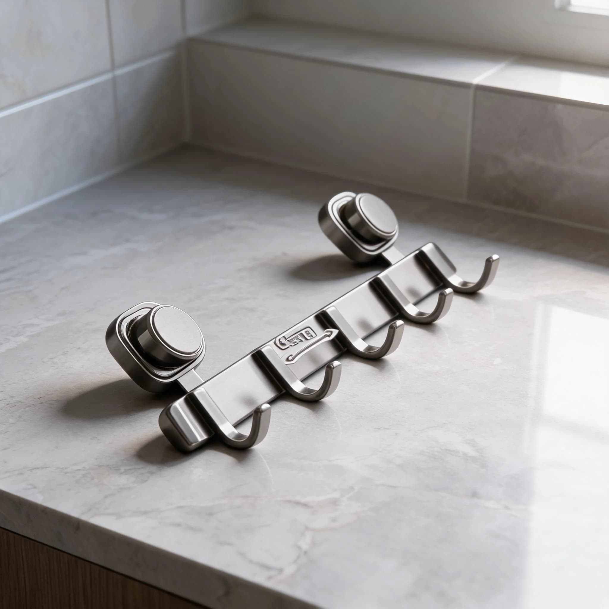 1PCS Metal Wall Mounted Hook Rack With Suction Cup No Drilling For Bathroom Kitchen Towel Coat Hat Key Storage Organizer