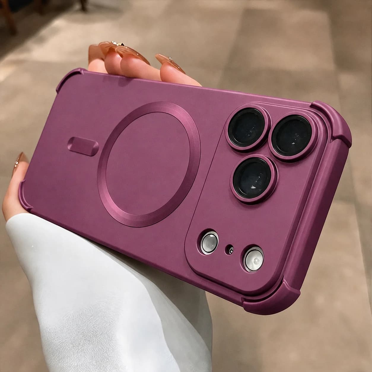 New Matte Metallic Paint Four Corners Shockproof Phone Case for IPhone 18 17 16 15 14 13 Pro Max Magnetic Wireless Charge Cover