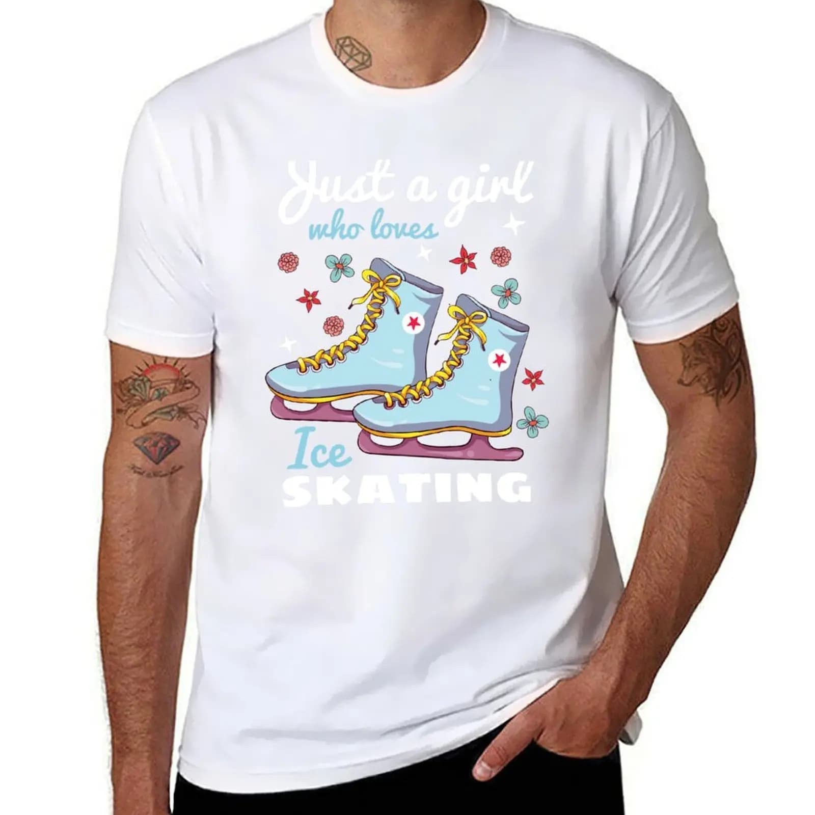 T-shirt regalo per ragazza di pattinaggio su ghiaccio, magliette divertenti, umorismo scuro, magliette da uomo per uomo