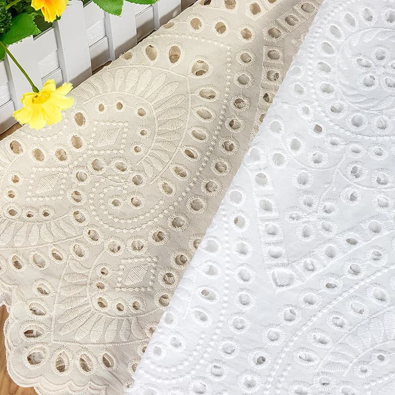 134cm wide 1yard/lot Beige/Off White Cotton Fabric Full Width Symmetry Hollow Out Embroidery Fabric for All DIY Things SC099
