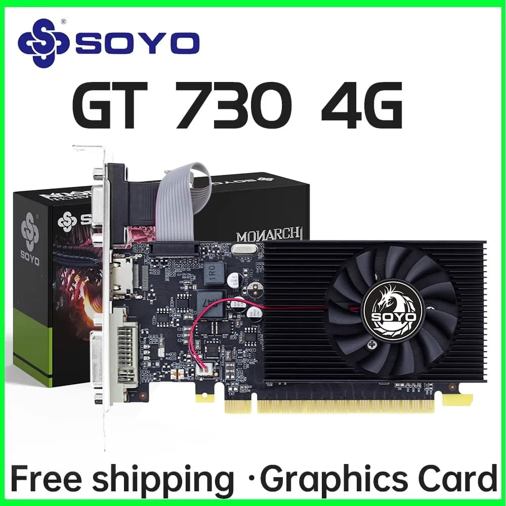 Scheda grafica SOYO GT730 da 4 GB a mezza altezza GDDR3 GPU 128 bit compatibile con HDMI PCI-E 3.0 Placa De Video per computer desktop