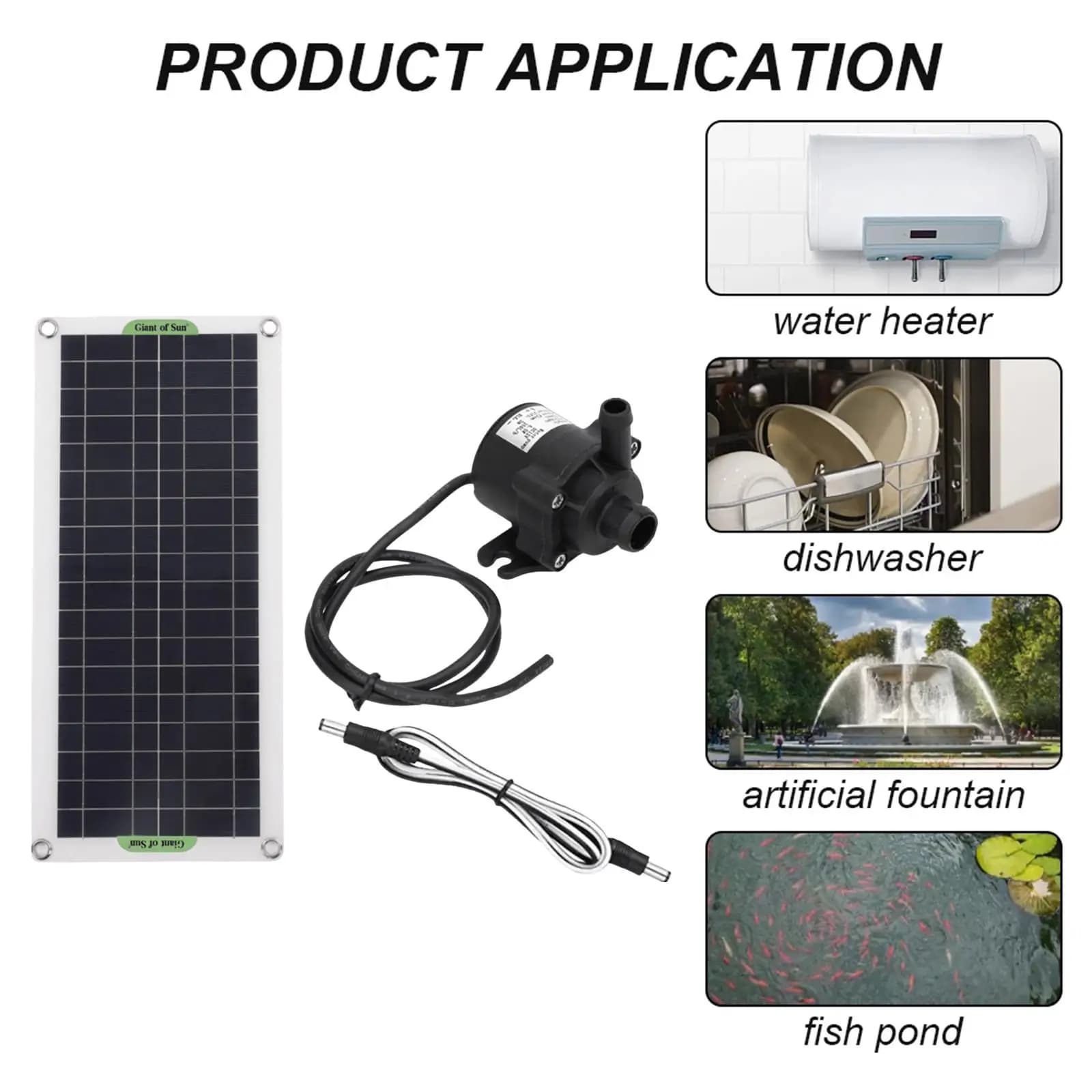 Pompa Solare per Irrigazione, Pompa per Laghetto a Funzionamento Continuo, Pompa Solare a Risparmio Energetico per Fontana, Piscina, Vasca per Uccelli da Esterno