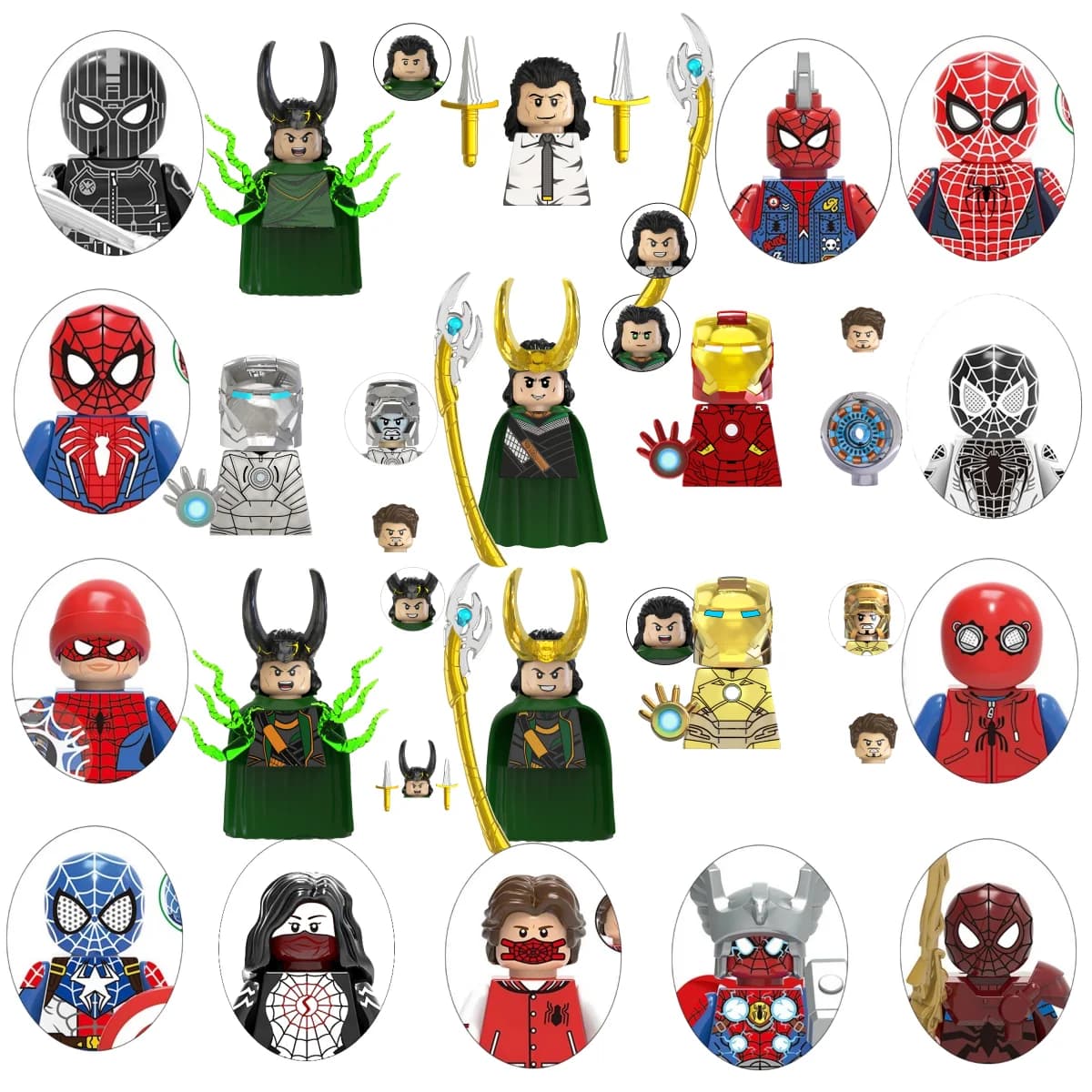 Blind Box Mini Building Blocks TV6206 Personaggi Big Goblin Spiderman Iron Man Venom Captain Hawk Deadpool Armor Regalo di Natale Giocattolo