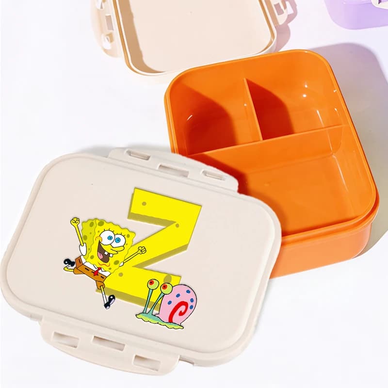 Portapranzo Anime SpongeBob con Stampa Cartoon, Contenitore Separato per Bambini, Bento Box Portatile per Studenti, Contenitore per Alimenti a Prova di Perdite, Stoviglie