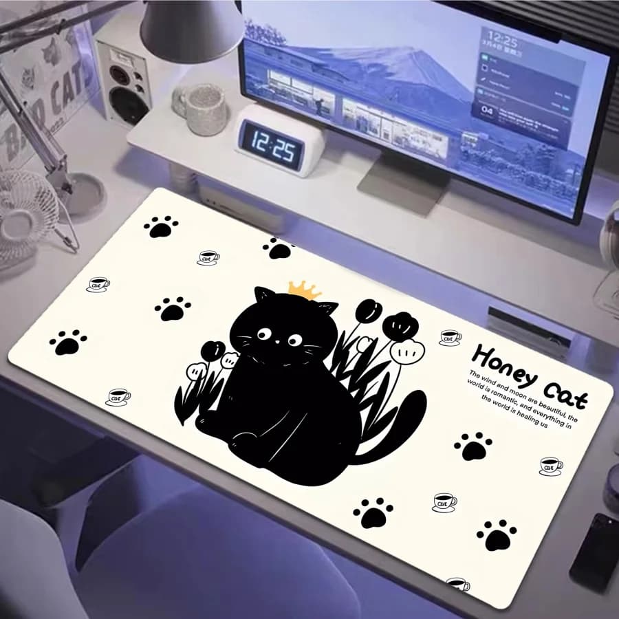 Tappetino per mouse antiscivolo Anime, accessori da scrivania, tappetini per mouse da gaming con gatto, tappetini da scrivania XXL, tappetini da gaming per laptop