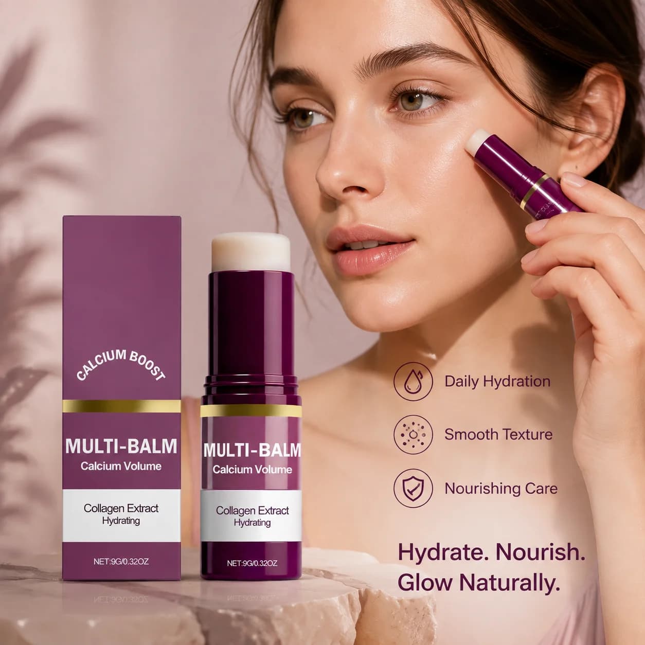 Multi-Balm Calcium Volume Collagen Extract Hydrating Moisturizing Face Balm Beeswax Skin Care Stick Portable Face Hydrator Balm