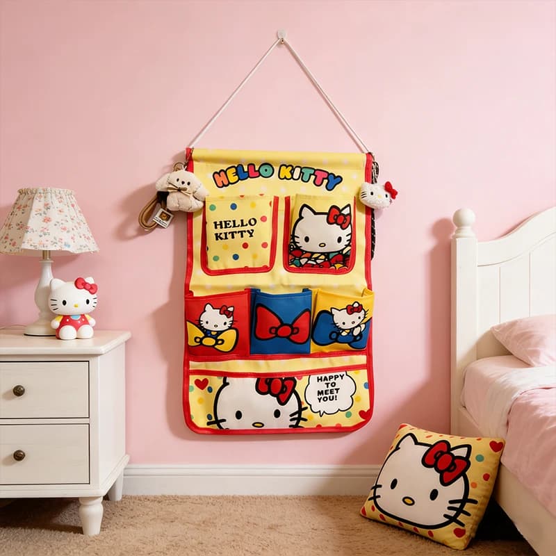 Borsa portaoggetti da appendere a parete Kawaii HelloKitty, multiuso, per la casa, con design a cartone animato