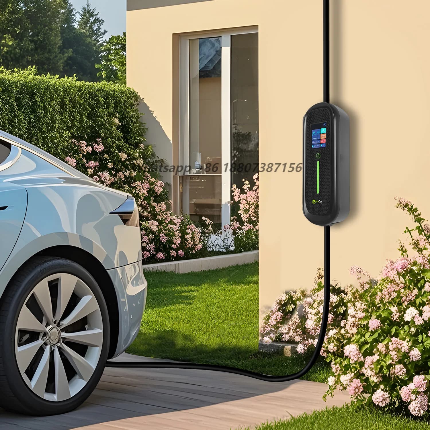 Caricabatterie per Auto C30 40A NACS 9kW TSL, Caricatore EV Portatile con APP WIFI, EVSE Intelligente AC con Spina di Alimentazione NEMA 14-50, Schermo LCD 2.8