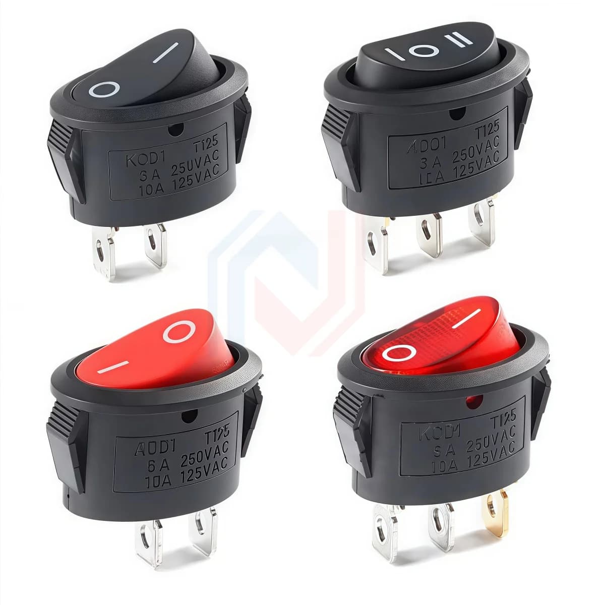 2 interruttori a bilanciere ovali KCD1 ON-OFF / ON-OFF-ON a 2 pin / 3 pin per ventilatore/bollitore elettrico, interruttore di alimentazione 6A 250VAC / 10A 125VAC