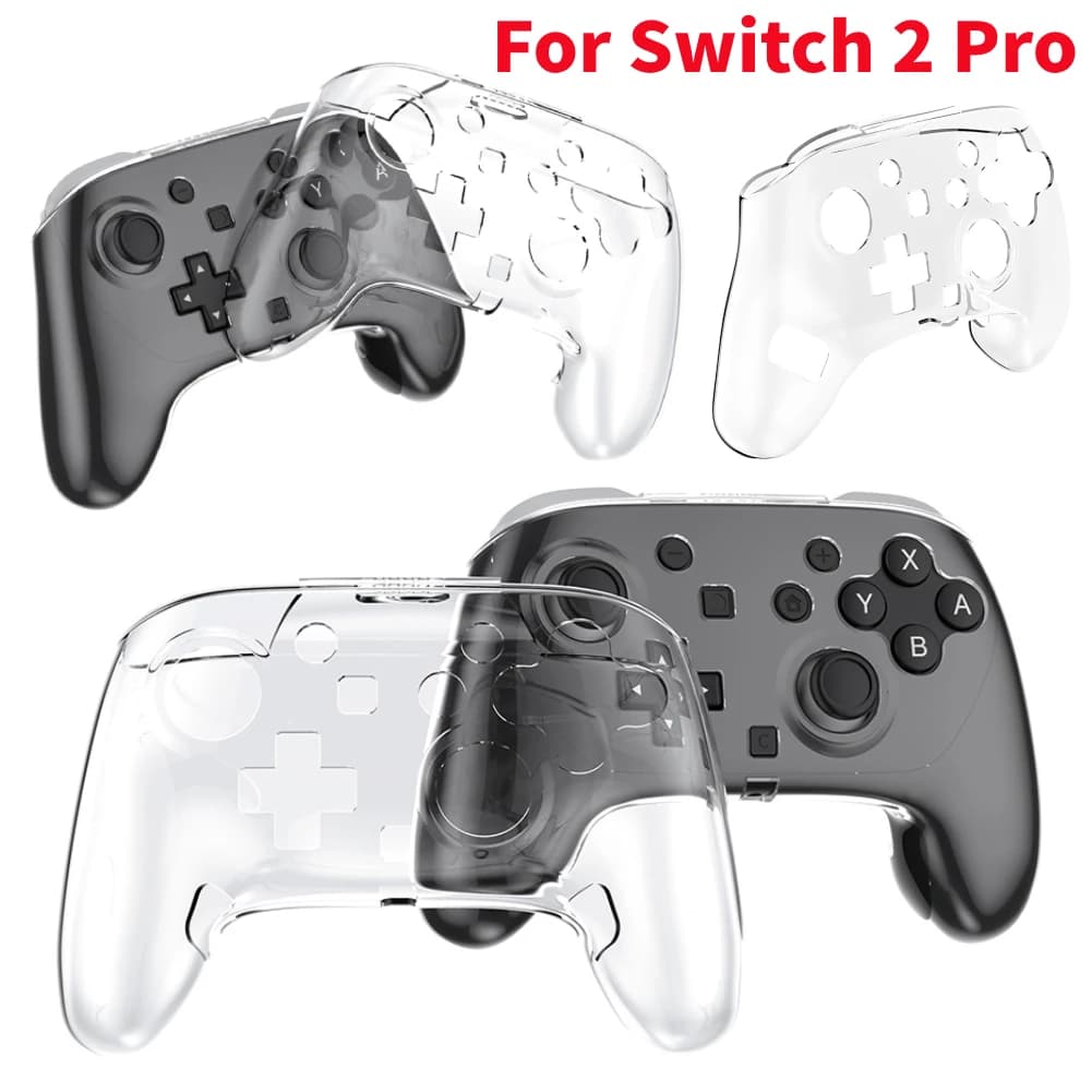 Custodia trasparente in cristallo trasparente per Switch 2 Pro Maniglia protettiva Custodia rigida per PC Custodia antigraffio per Switch 2 Pro