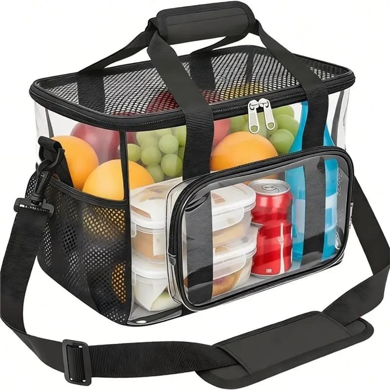 Borsa per il pranzo trasparente ABRT-Clear da 20 lattine con tracolla regolabile per donna/uomo, porta pranzo trasparente riutilizzabile, per lavoro, controllo di sicurezza