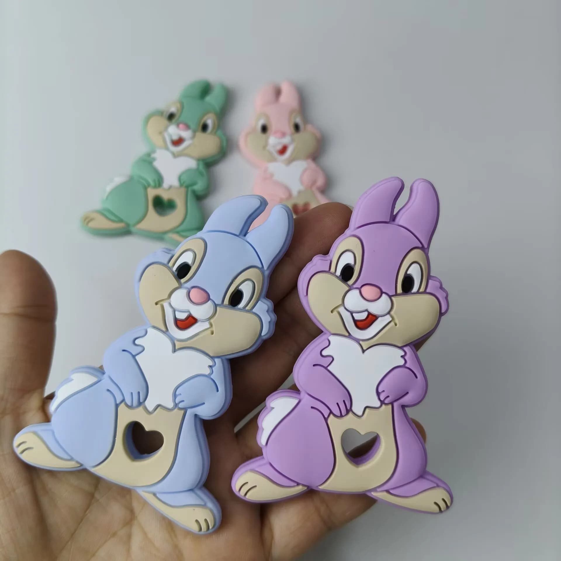 1PCS food grade Thumper bunny Silicone teether Baby Chewable toy Pacifier Chain Clips Holder Teething Chain material