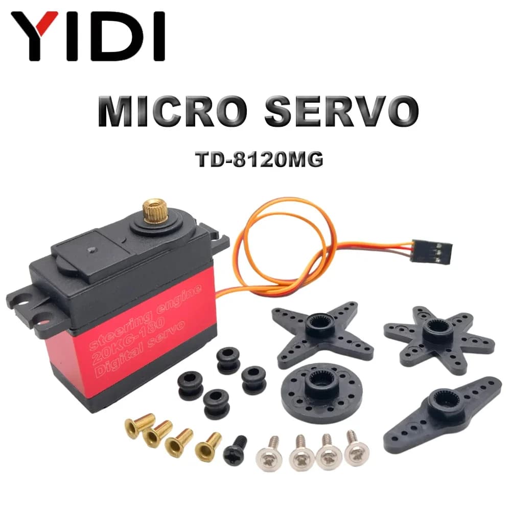 TD-8120MG Digital Metal Gear servomotore 180 270 360 gradi RC servomotore 20kg ad alta coppia giocattolo auto elicottero fai da te Arduino Robot