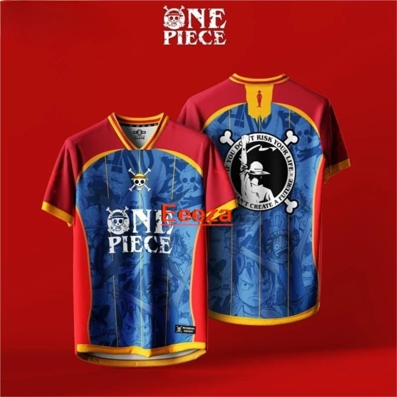 Maglietta One Piece Luffy con Stampa 3D, T-Shirt Casual a Maniche Corte dei Pirati di Cappello di Paglia per Fan
