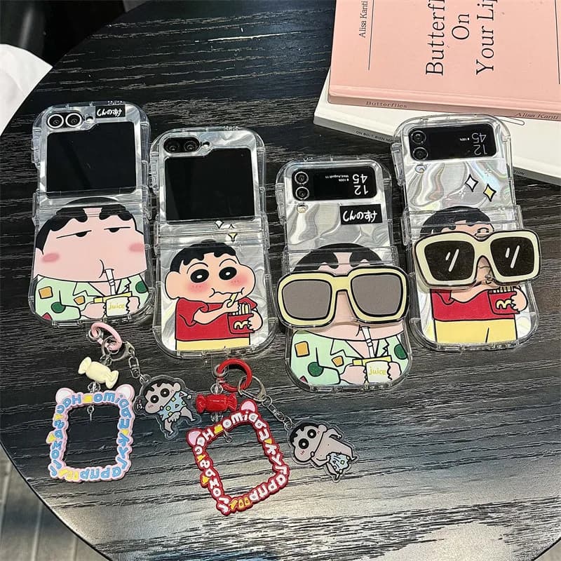 Custodia Protettiva per Samsung Galaxy Z Flip 7 6 5 4 con Supporto a Forma di Bambino Cartone Animato per ZFlip5 ZFlip6 ZFlip7