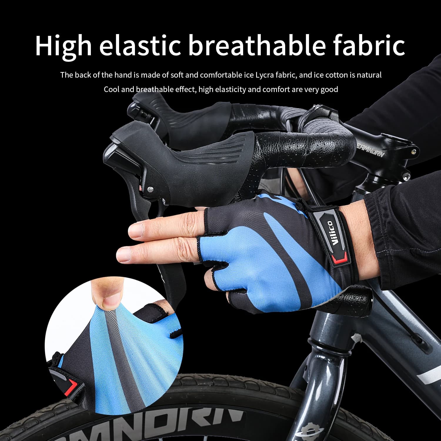 Guanti da Ciclismo Mezze Dita Estivi Traspiranti Ammortizzanti per Bici da Strada Sportive Antiscivolo con Presa Durevole