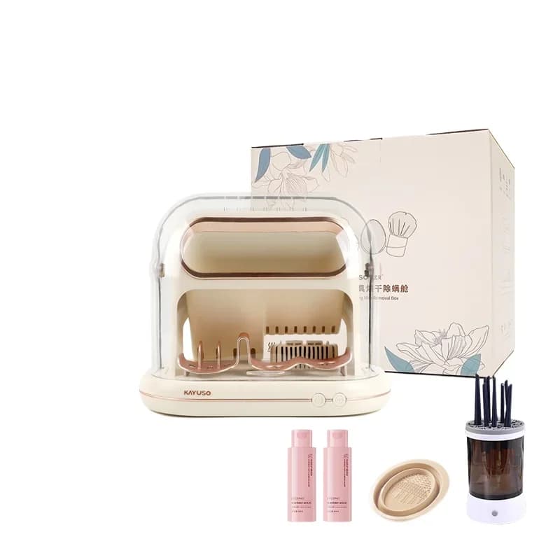 Dryer for cleaning makeup brushes, beauty blender, cleaning artifact, disinfection and box for removal of mites
