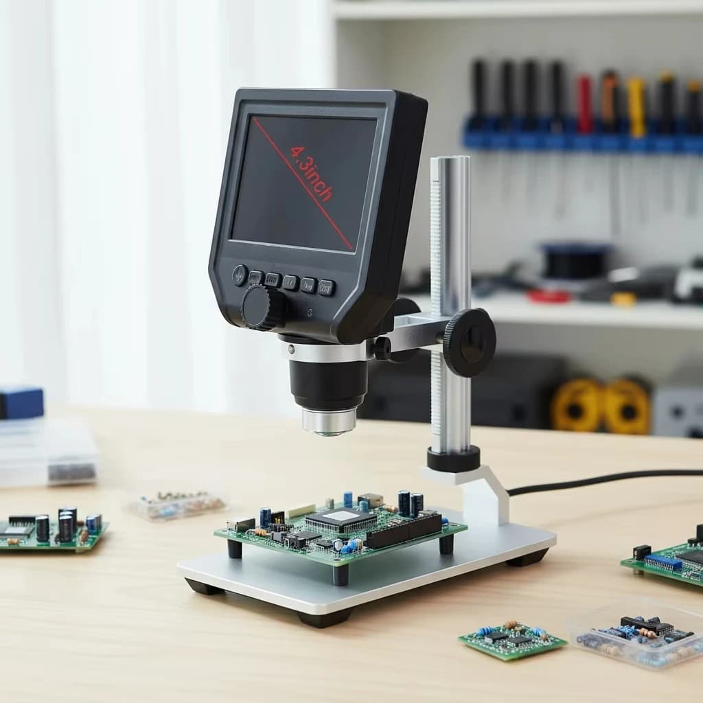 Microscopio digitale elettronico portatile ad alta definizione con schermo LCD da 4,3 pollici e fotocamera con lente d'ingrandimento da 3,6 MP