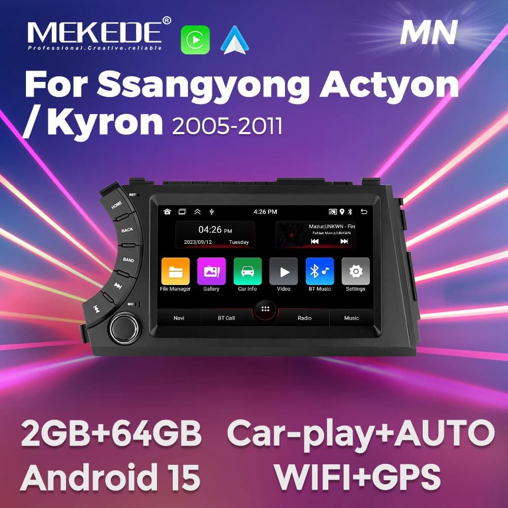 Autoradio MEKEDE Android 15 2 Din 64G for Ssangyong Kyron Actyon 2005-2011 GPS BT Intelligent Multimedia System for Auto