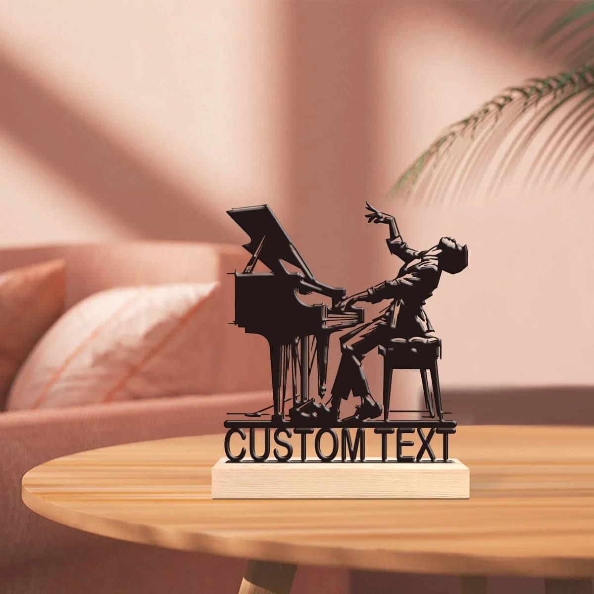 1pc Personalized Retro Iron Statue Decoration Custom Content Equipped with Wooden Base Bar Decoration, Holiday Gifts