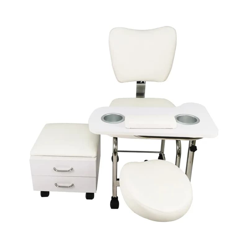 Arredamento per Salone di Bellezza, Pratica Attrezzatura per Manicure, Set Tavolo e Sedia Mobile con Vano Portaoggetti