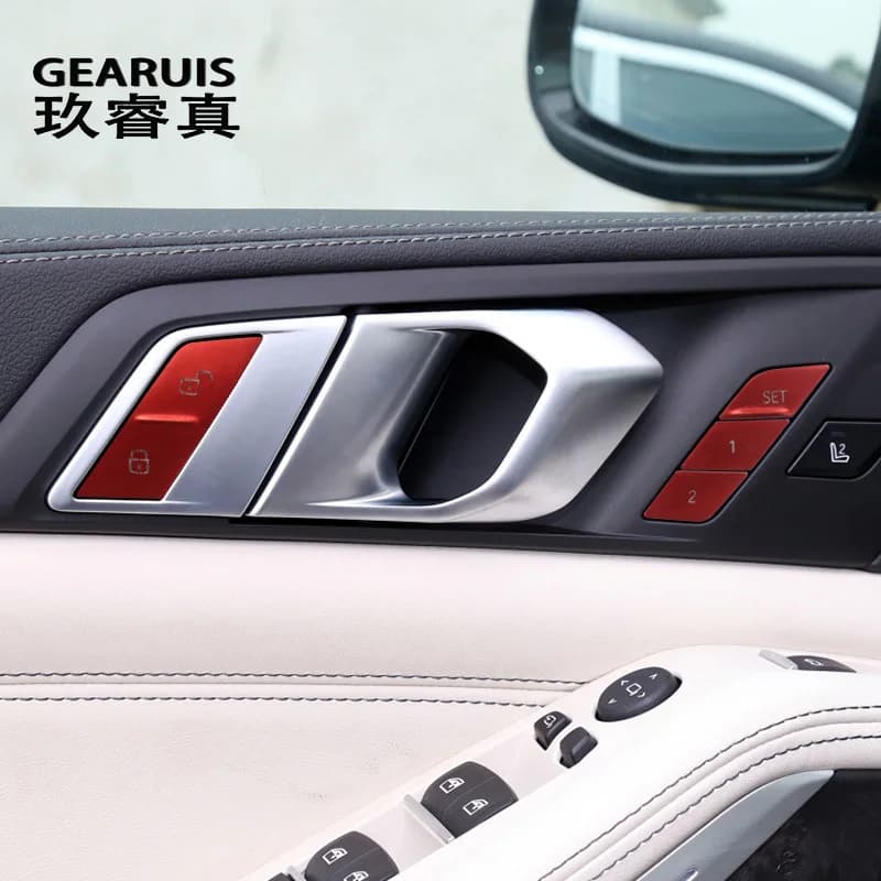 Car Styling Interior Door Lock Switch Seat Memory SET 1 2 Buttons Cover Sticker Trim For BMW X5 G05 X6 G06 2019-2022 Accessories