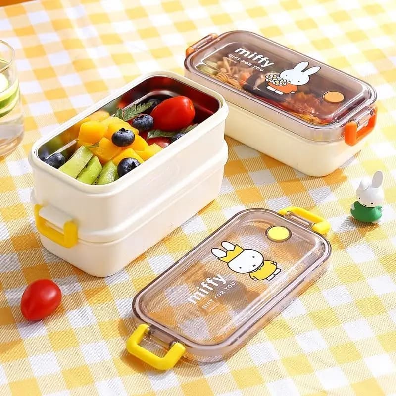 High‑Appearance Miffy Double‑Layer Stainless‑Steel Insulated Food Container for Adults Students Meal Prep Portable Carry Handle