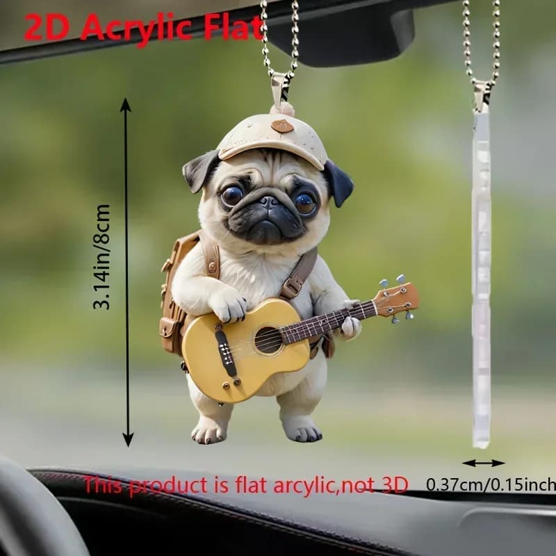 2D flat A Guitar Classic Acrylic Pug Charm, Car Charm, Backpack Charm, Keychain, Party Favours, Universal Holiday Home Decor, Creative Window Decoration Crafts, Featherless Holiday Gifts