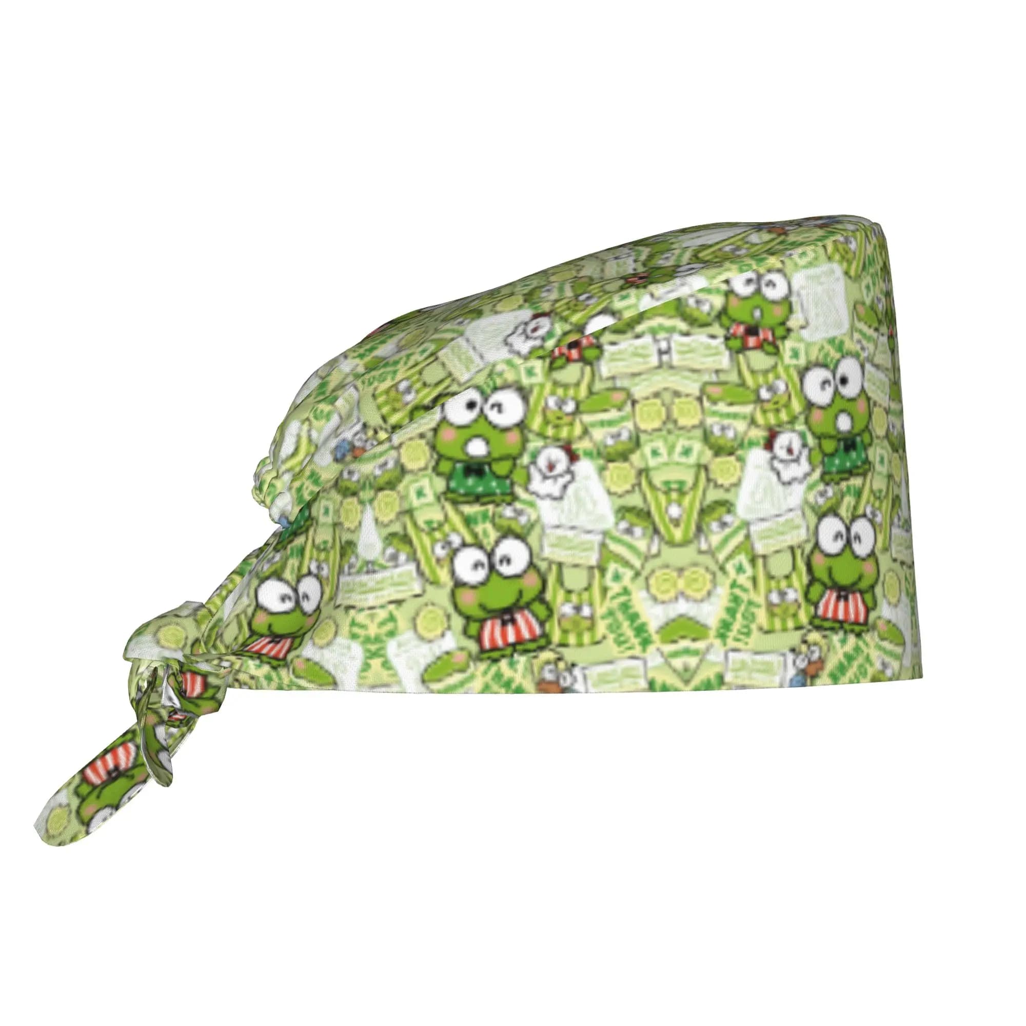 Cappello da lavoro personalizzato K-KeroKeroKeroppies per la pulizia, simpatico berretto chirurgico a forma di rana per uomo e donna, cappello da infermiere per dentisti