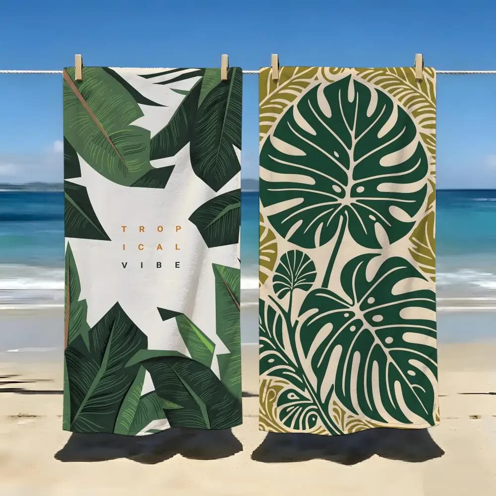 Asciugamano con stampa di piante tropicali, coperta da spiaggia, per viaggi, palestra, doccia, lusso, leggero, campeggio, piscina